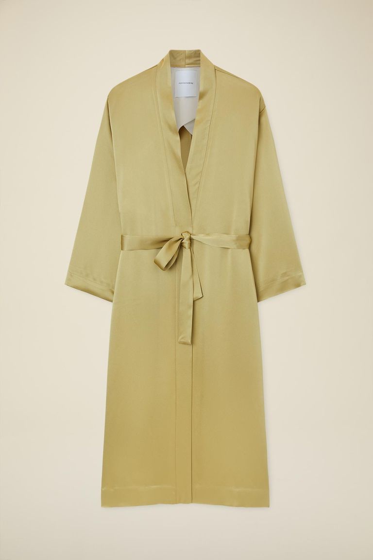 Spolverino en satin brillant d’acétate et de viscose thé