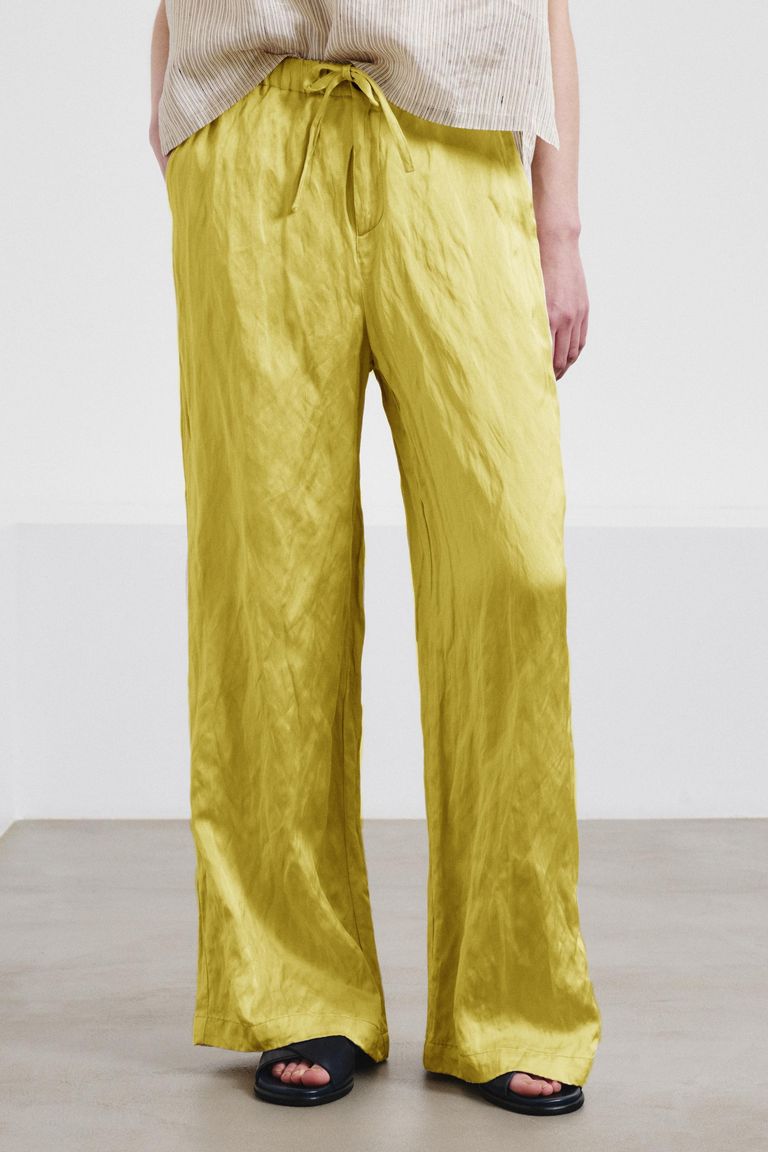 Pantalone morbido in raso di viscosa crinkled