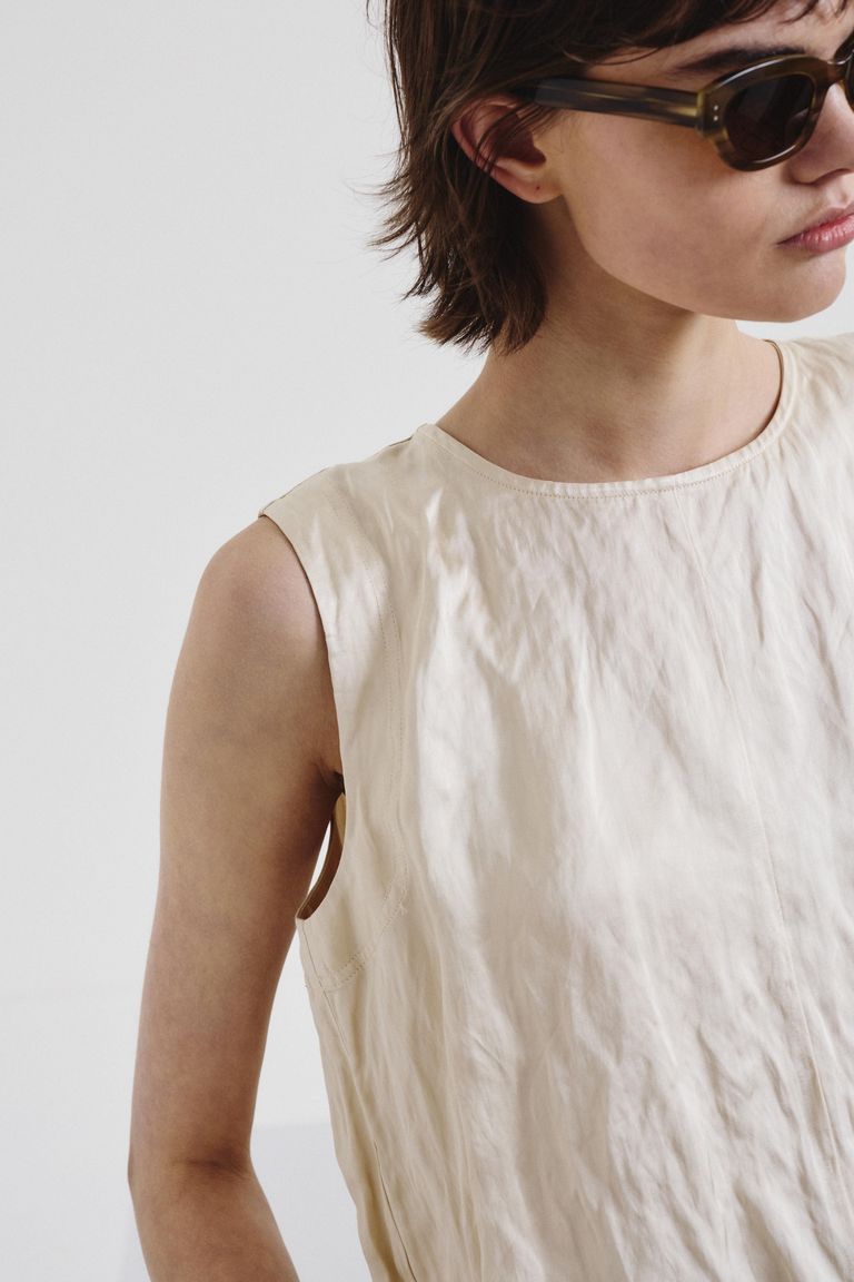 Top in raso di viscosa crinkled