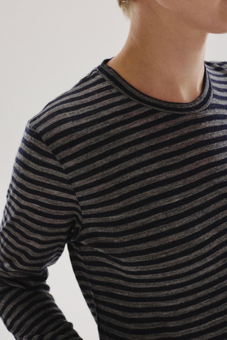 T-shirt in jersey rigato di lana