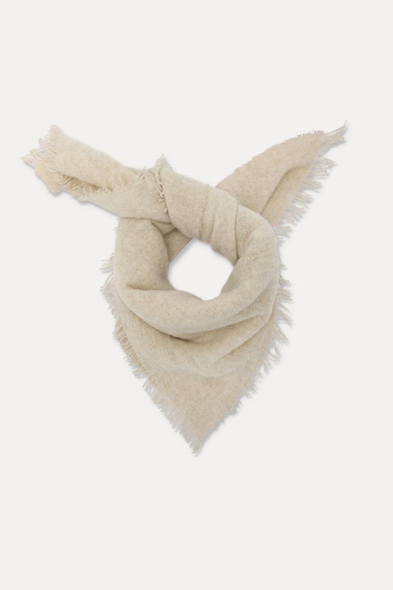 Alpaca and wool knit scarf ivory