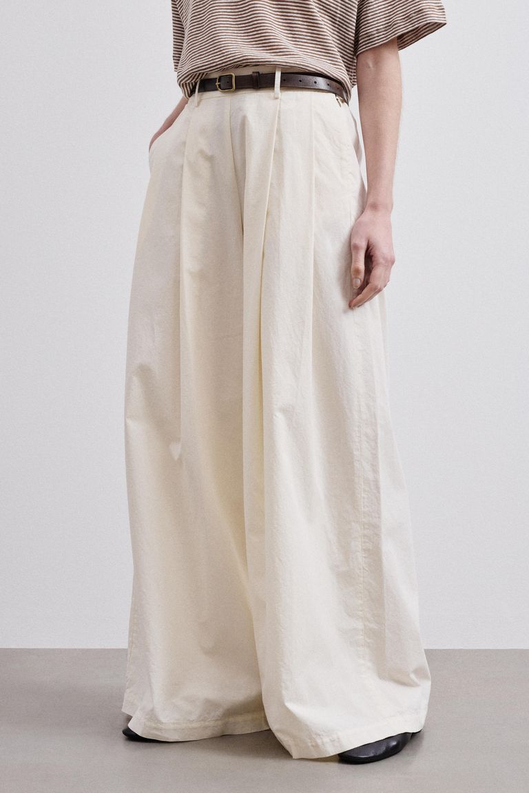 Pantalon large en gabardine de coton