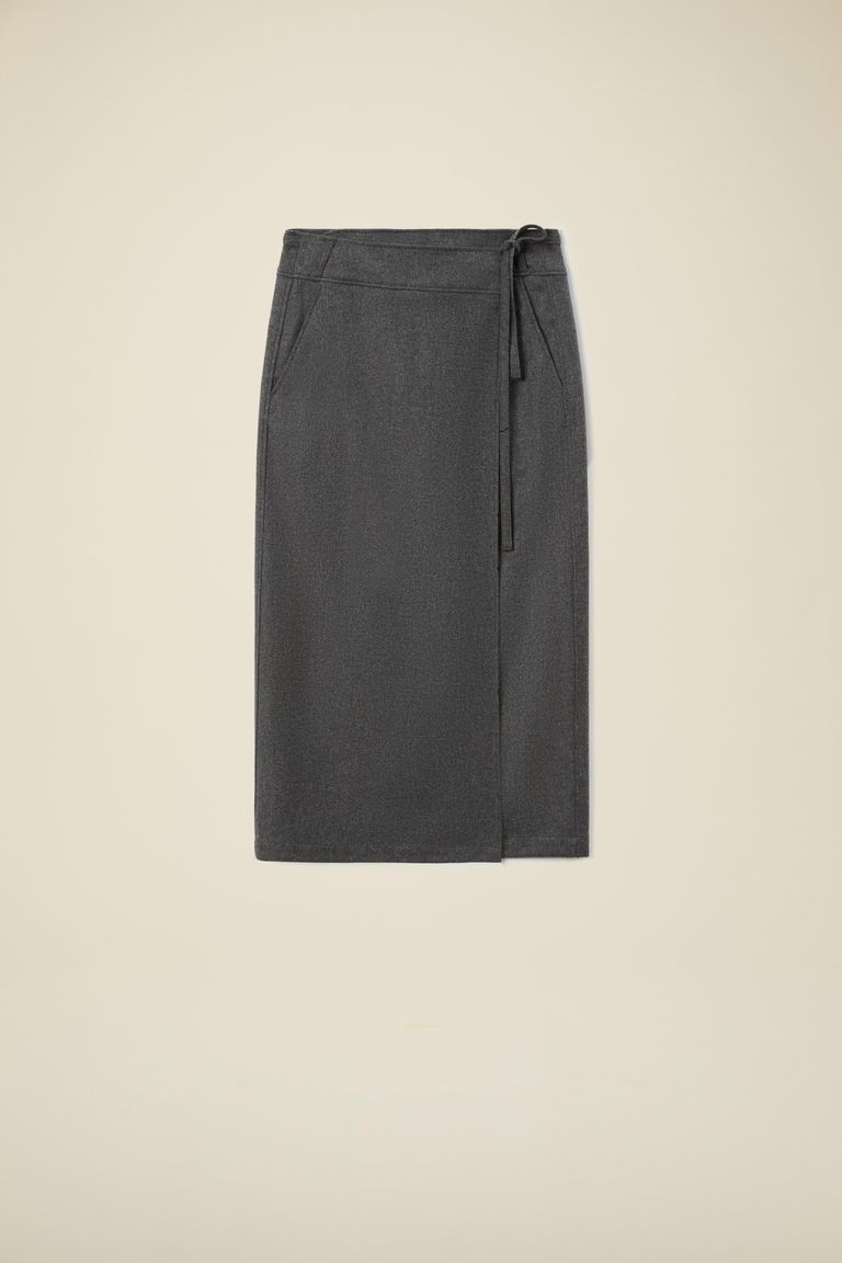 Midi skirt in wool-blend flannel