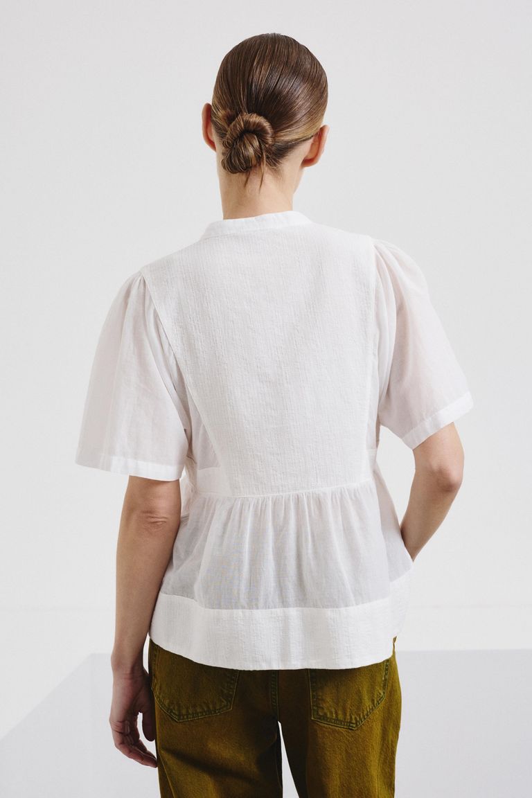 Cotton voile shirt with inserts