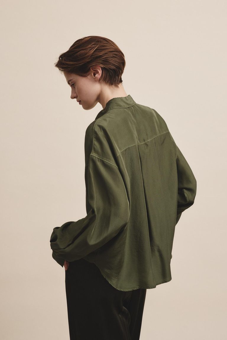 Camicia in habutai di seta salvia