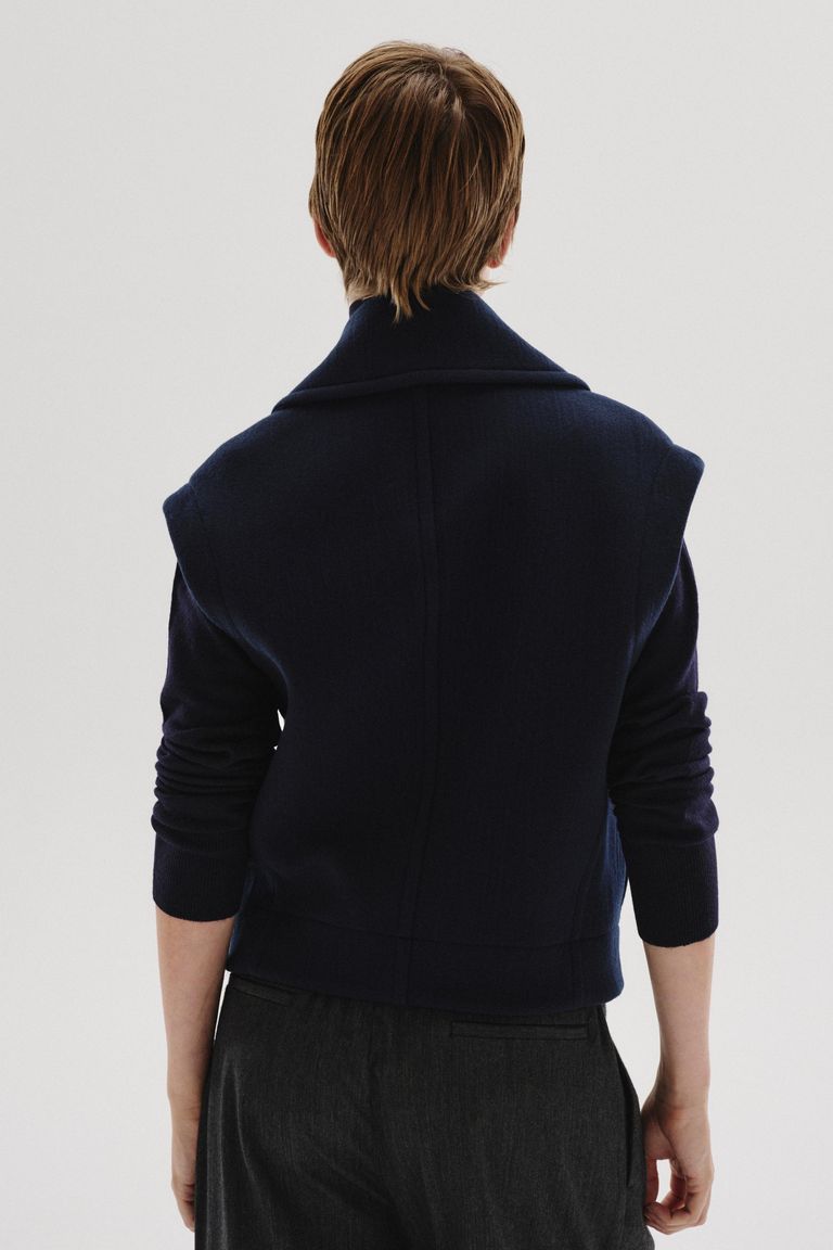 Wool and cashmere cloth vest dark blue