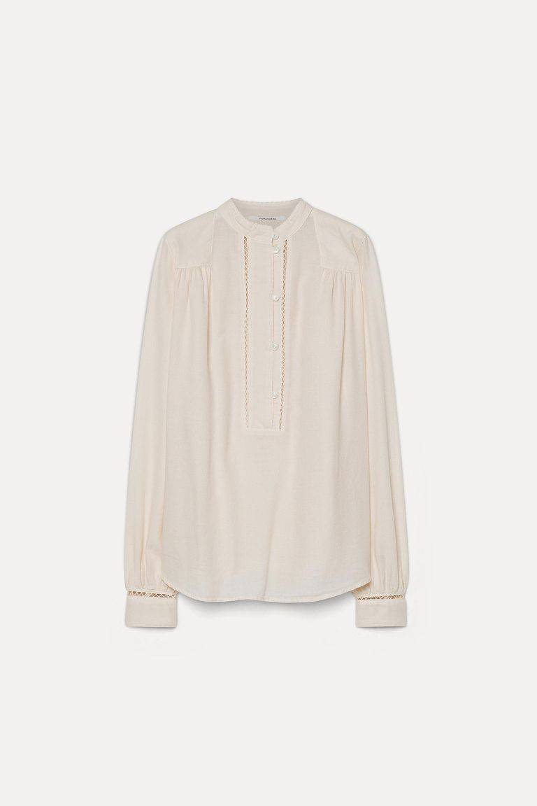 Chemise en micro-armure de coton et laine avec patte polo vert citron doux