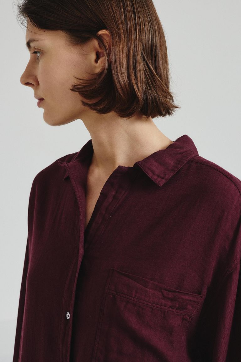 Cotton gauze shirt with chest pocket