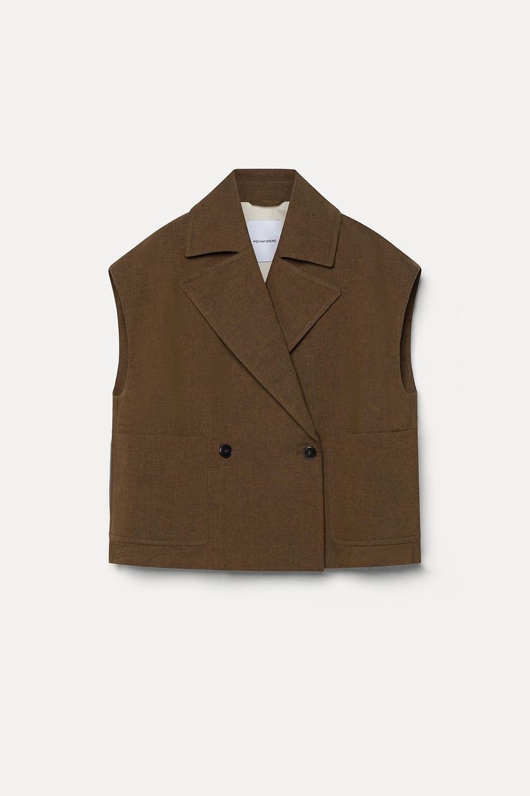 Waistcoat in cotton and linen twill
