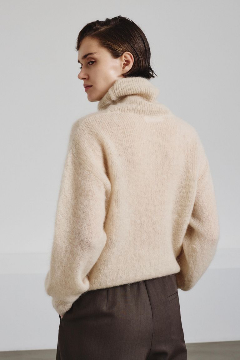 High-neck sweater in mohair