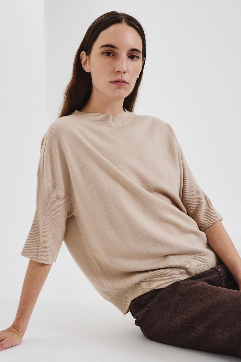 T-shirt in maglia di lana rasata