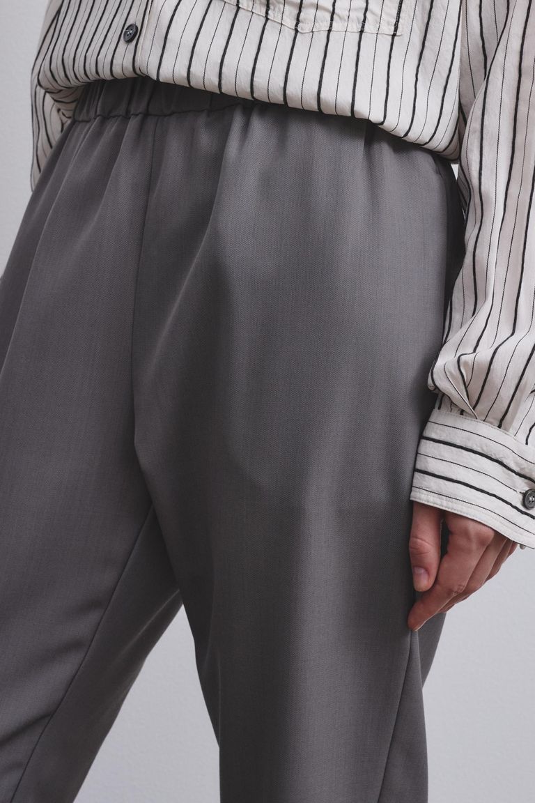 Pantalone jogging in twill misto lana fumo