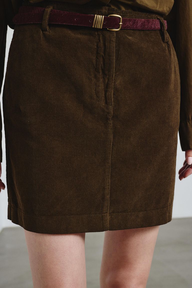 Fine-wale corduroy mini skirt