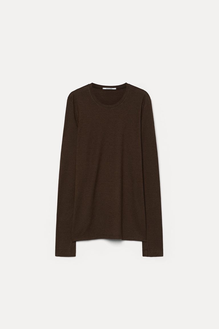Long-sleeve T-shirt in linen and cotton jersey