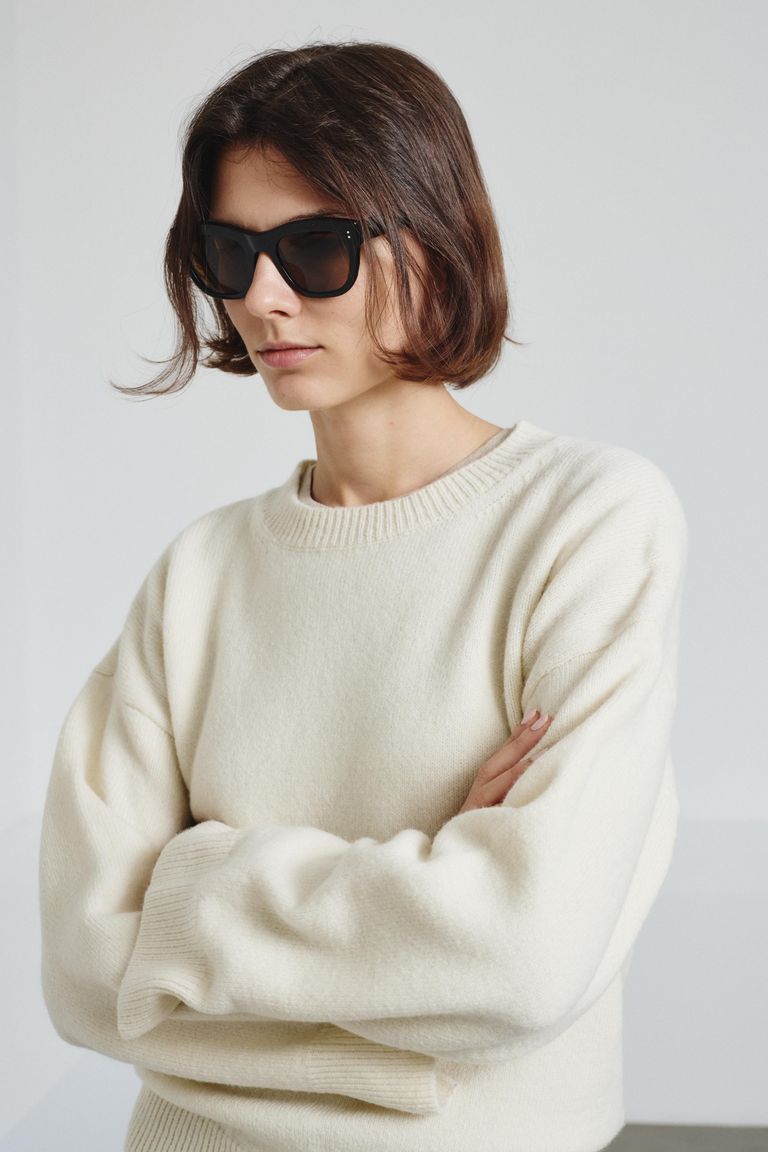 Crew neck in felted merino wool