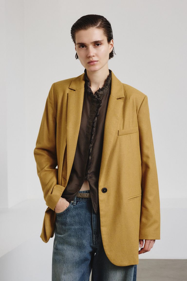 Viscose and wool flannel jacket