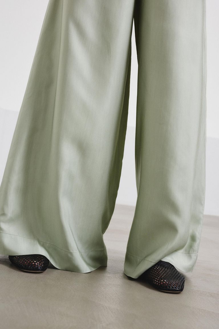 Pantalone pancia piatta in twill di viscosa