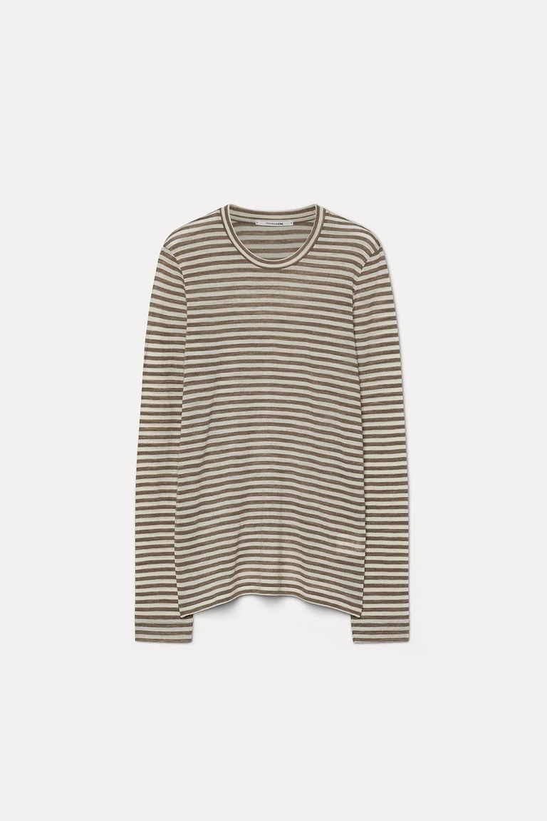 T-shirt in jersey rigato di lana