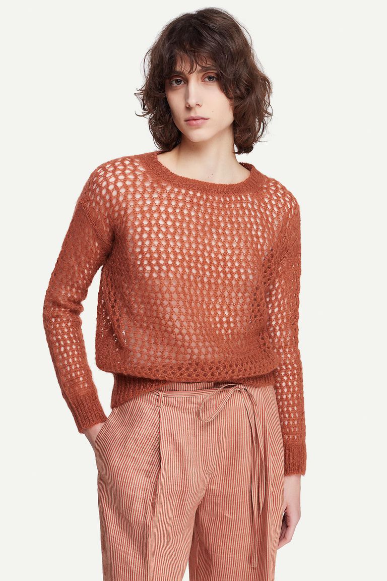 Mohair-knit semi-sheer jumper