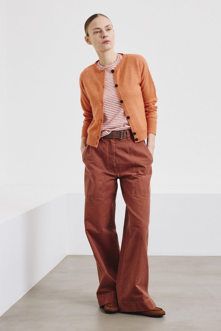 Striped cotton and linen jersey top