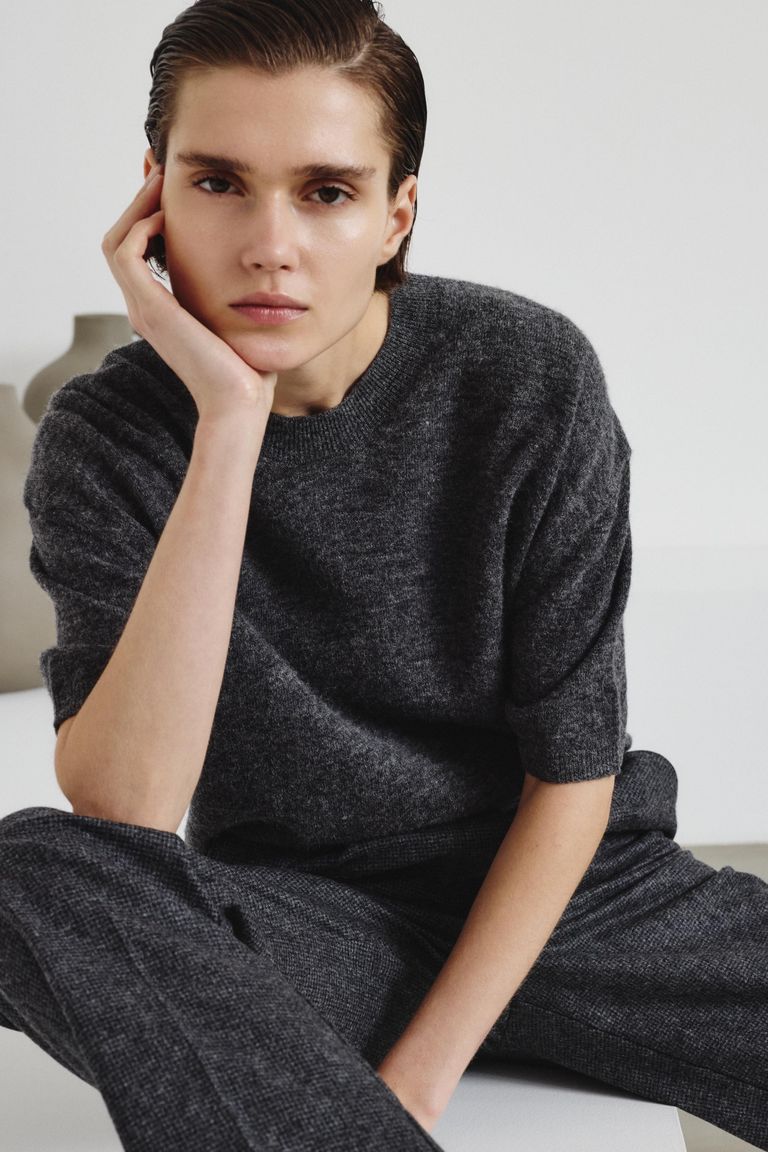 Fine-knit t-shirt in alpaca