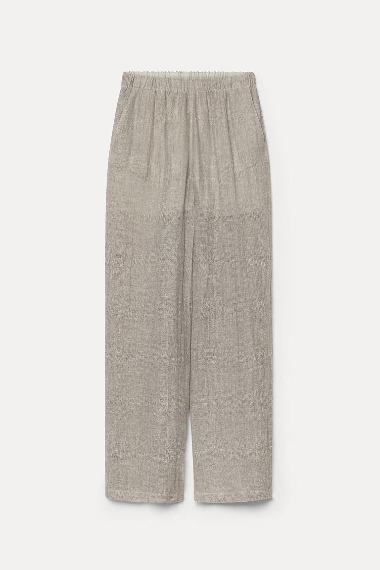 Pantalone in garza di lino melange Argento