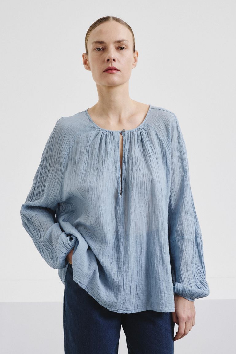 Organic cotton crêpe gauze blouse
