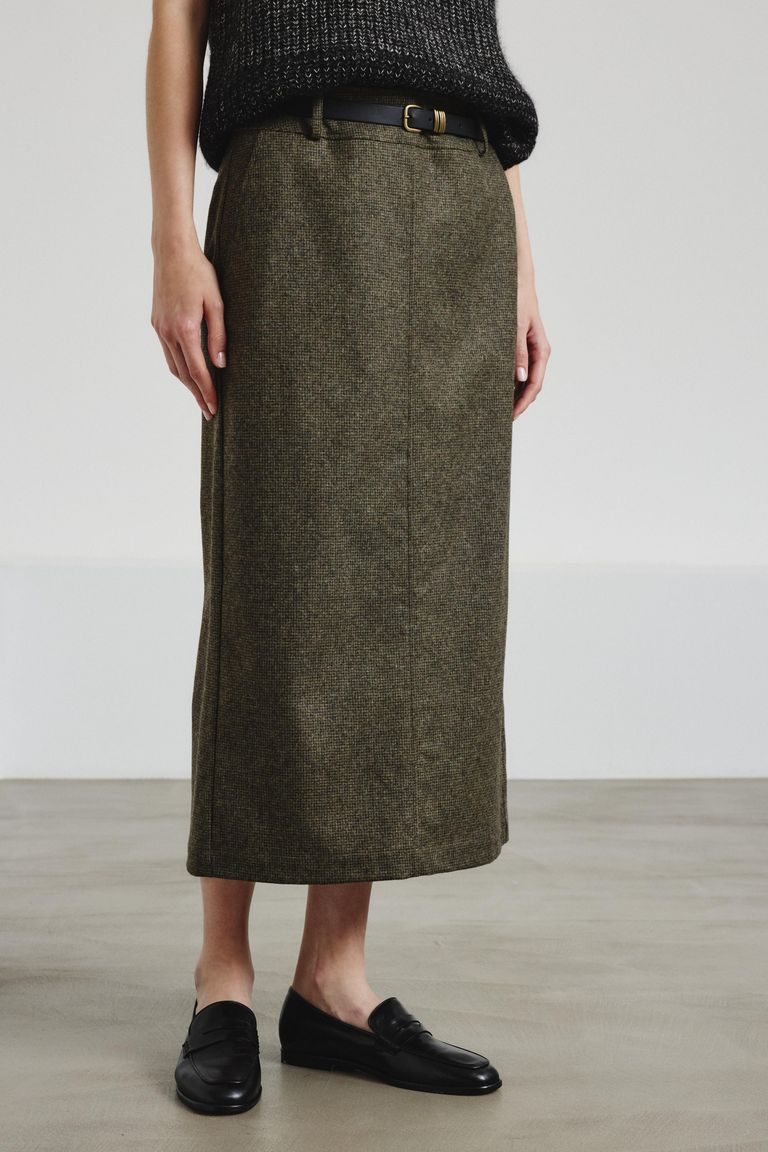 Micro houndstooth flannel skirt