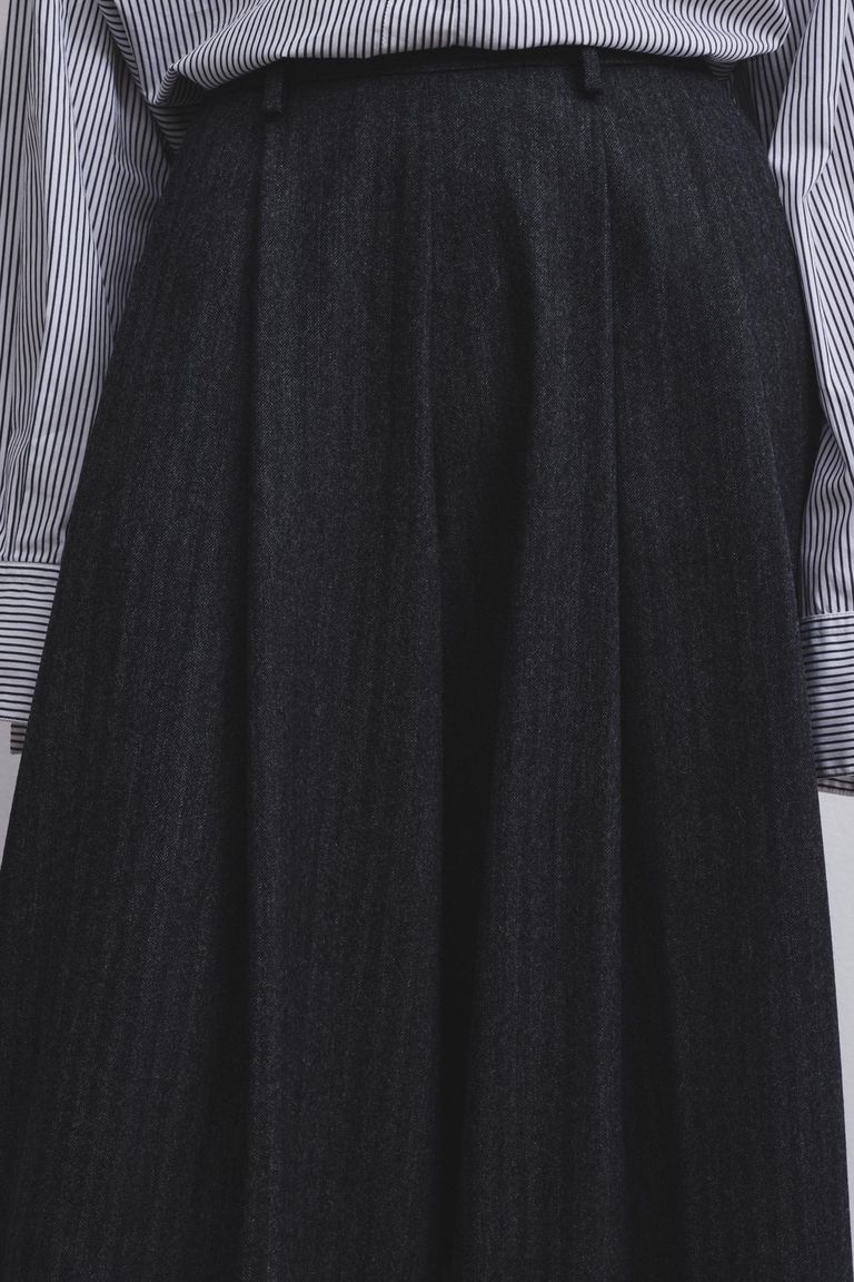 Wide-leg trousers in micro-herringbone fabric