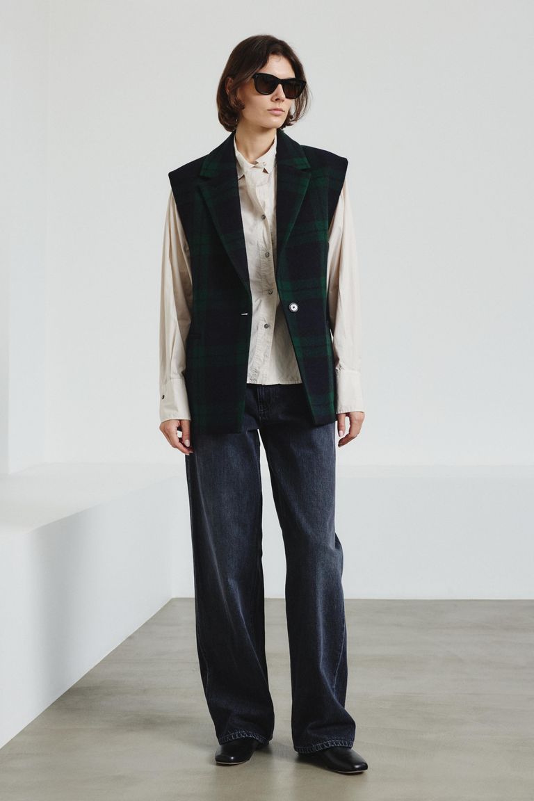 Gilet in tartan di pura lana