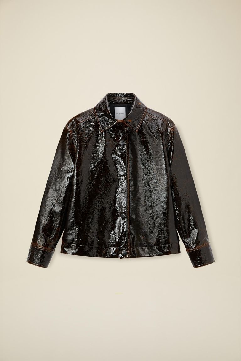 Jacket in crackle-effect coated fabric