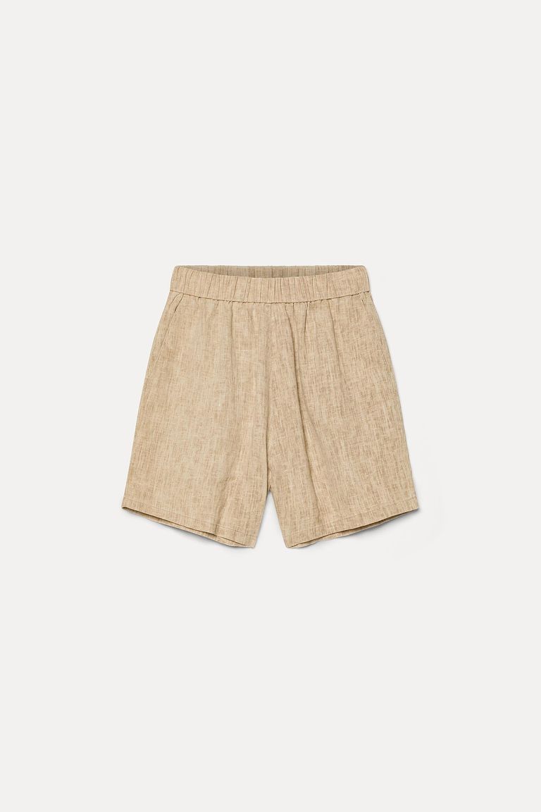 Shorts en toile de lin délavé sable