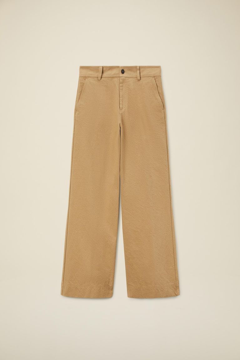 Pants in cotton and wool twill