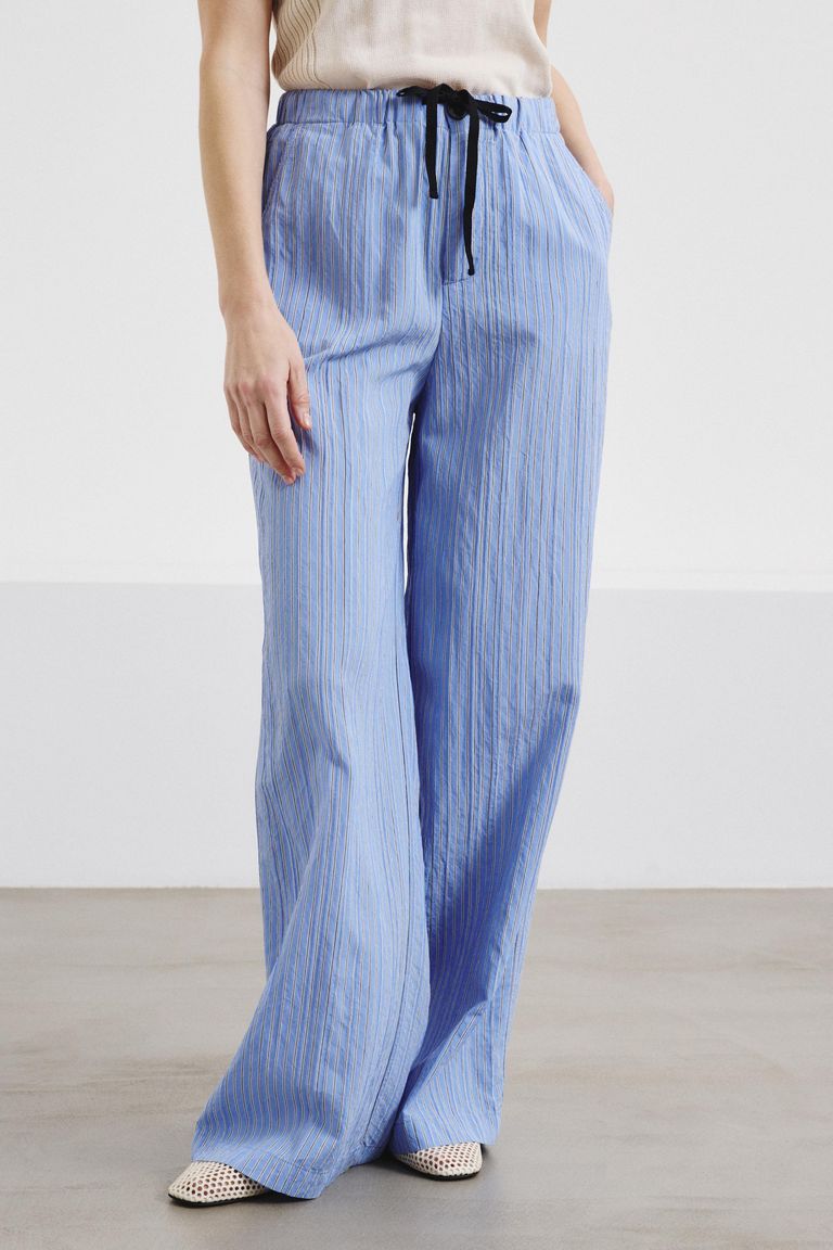 Pantalone morbido in viscosa tecnica rigata