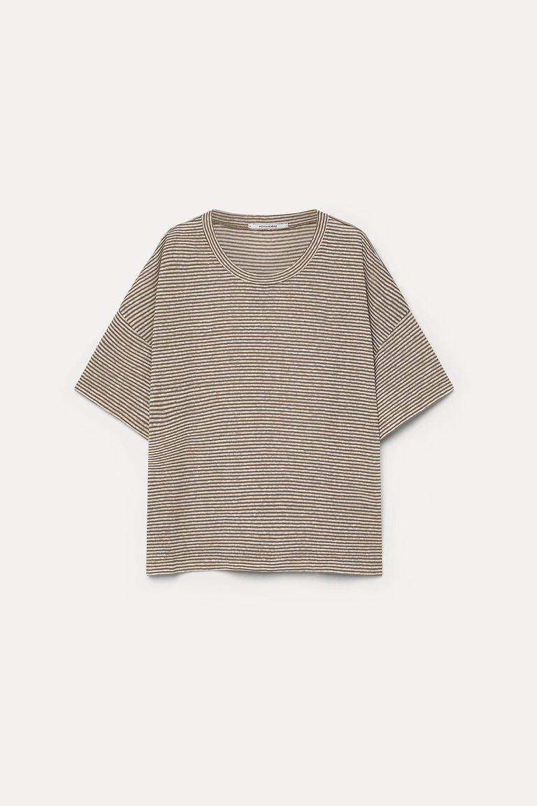 Oversized striped cotton and linen jersey T-shirt