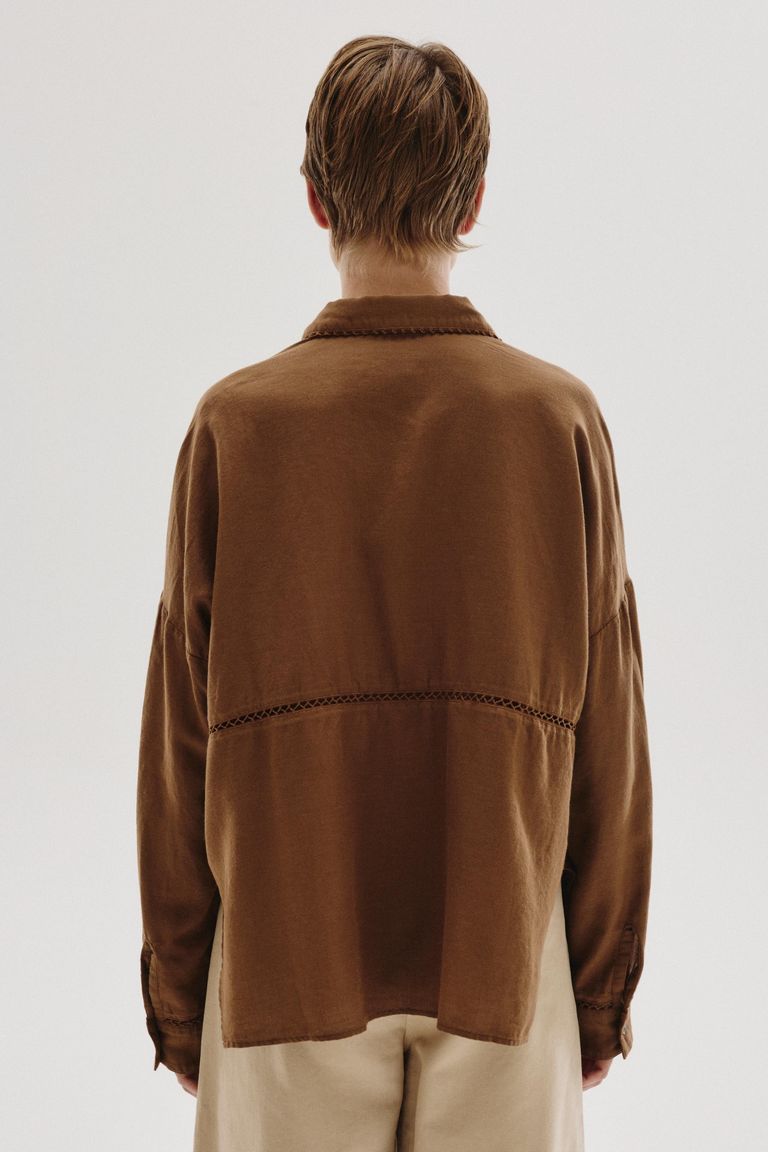 Chemise avec incrustation in micro-armure de coton et laine