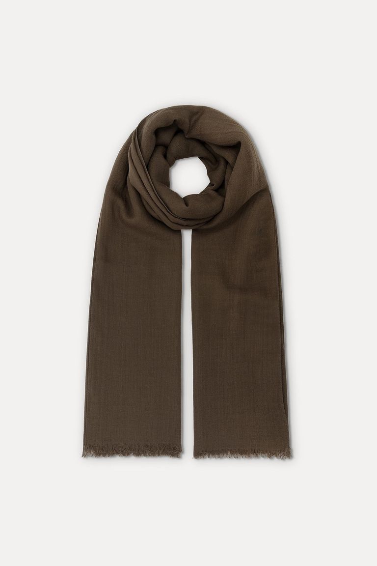 Virgin wool crepe pashmina forest green