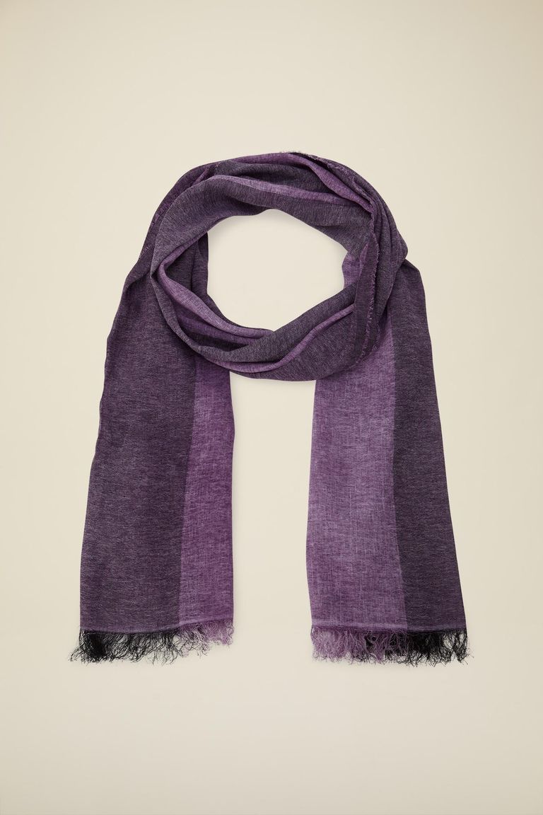 Striped cotton and linen scarf