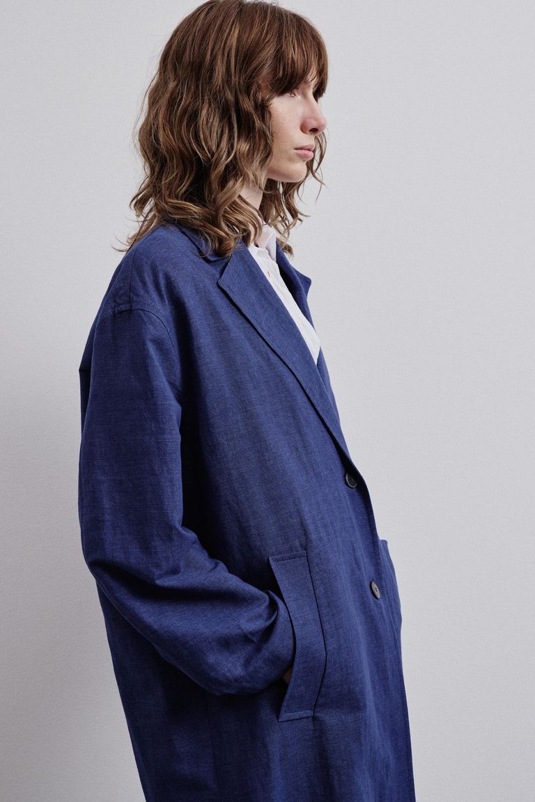 Cappotto in diagonale di cotone e lino