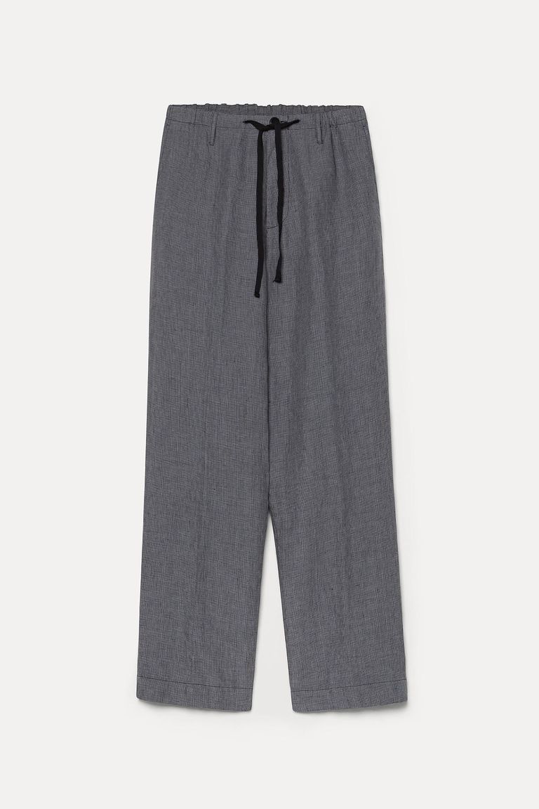 Pantalone in pied de poule di lino