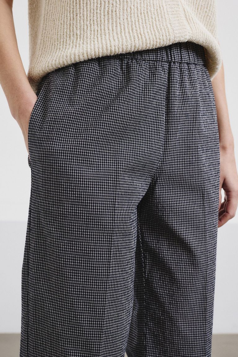 Cotton micro-gingham jogging trousers