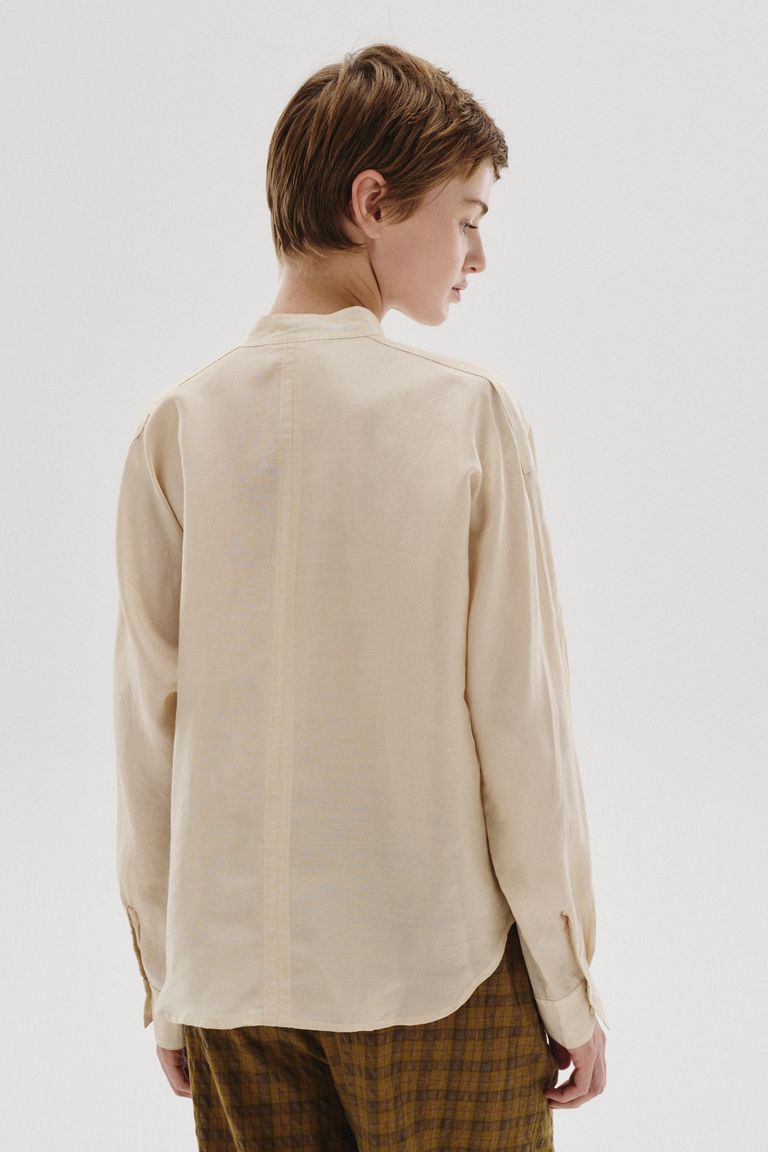 Chemise en shantung de lin, viscose et soie