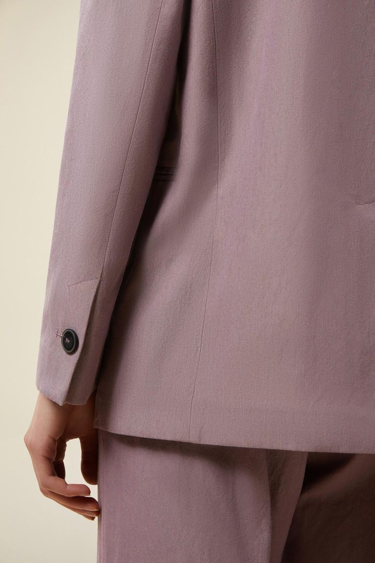 Double-breasted jacket in cotton and nylon canvas