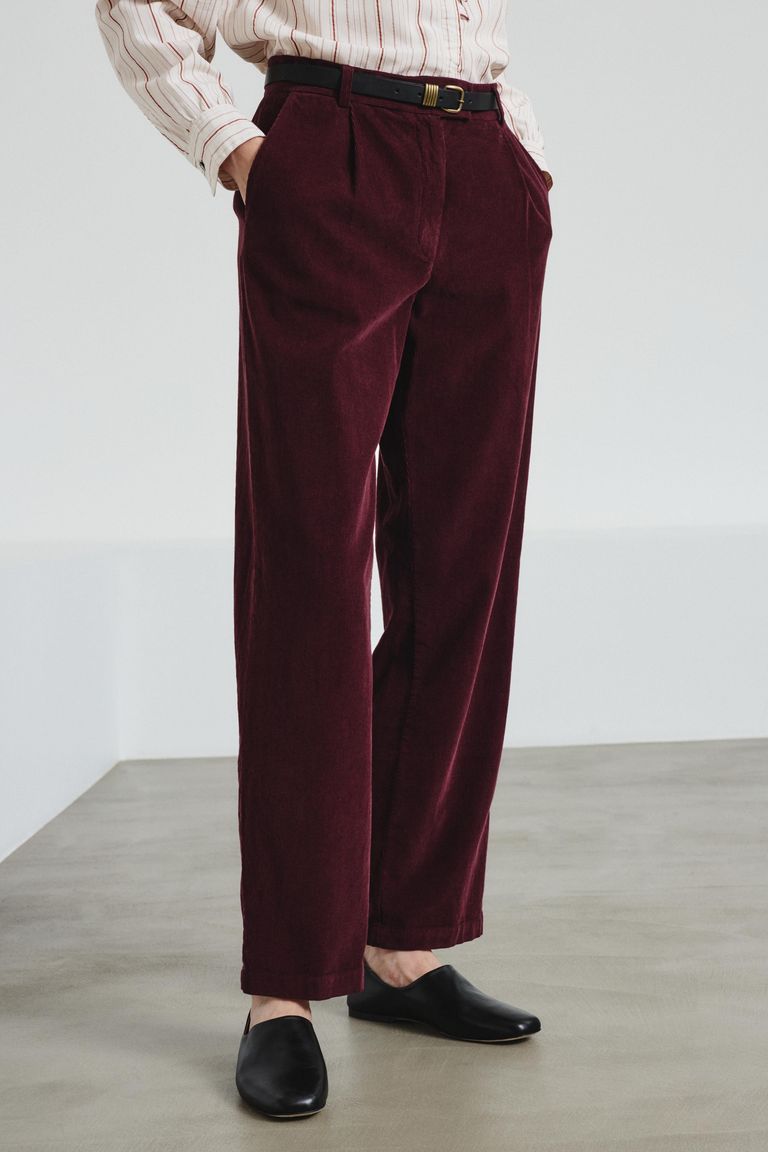 Trousers in fine-wale corduroy