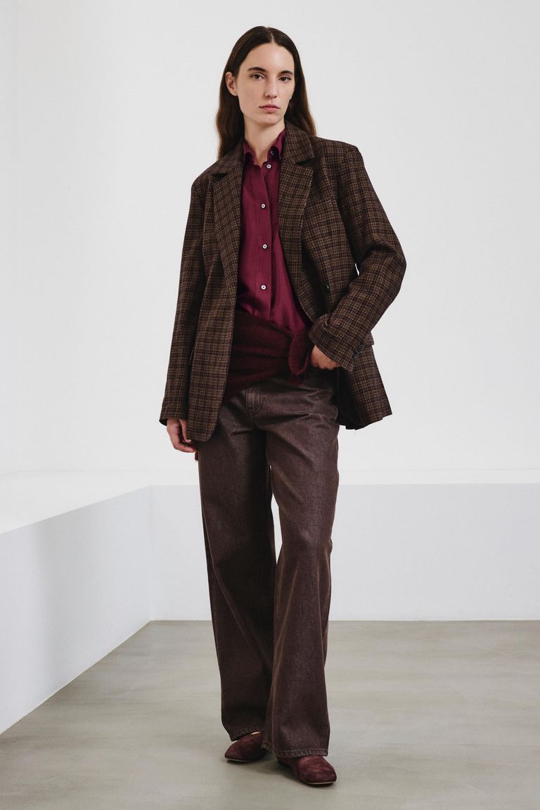 Veste double boutonnage en flanelle micro-check