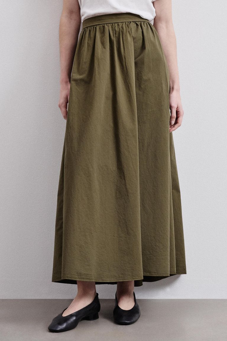 Skirt in cotton gabardine khaki