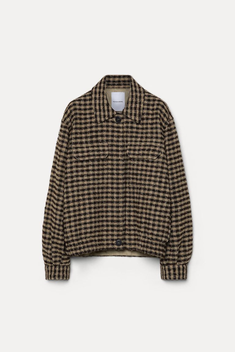 Bouclè check peacoat