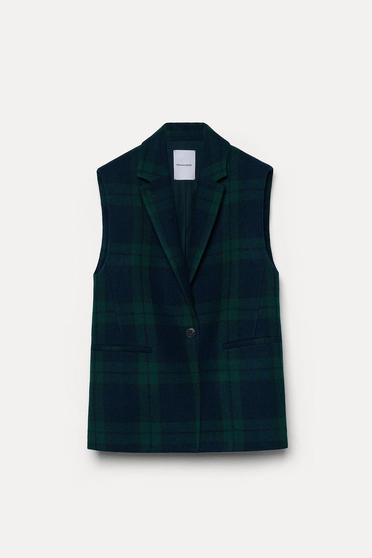Pure wool tartan vest