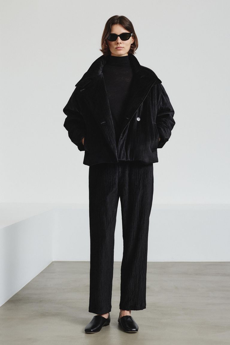 Trousers in hammered velvet