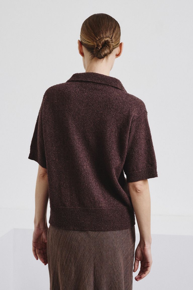 Linen and cotton knit polo